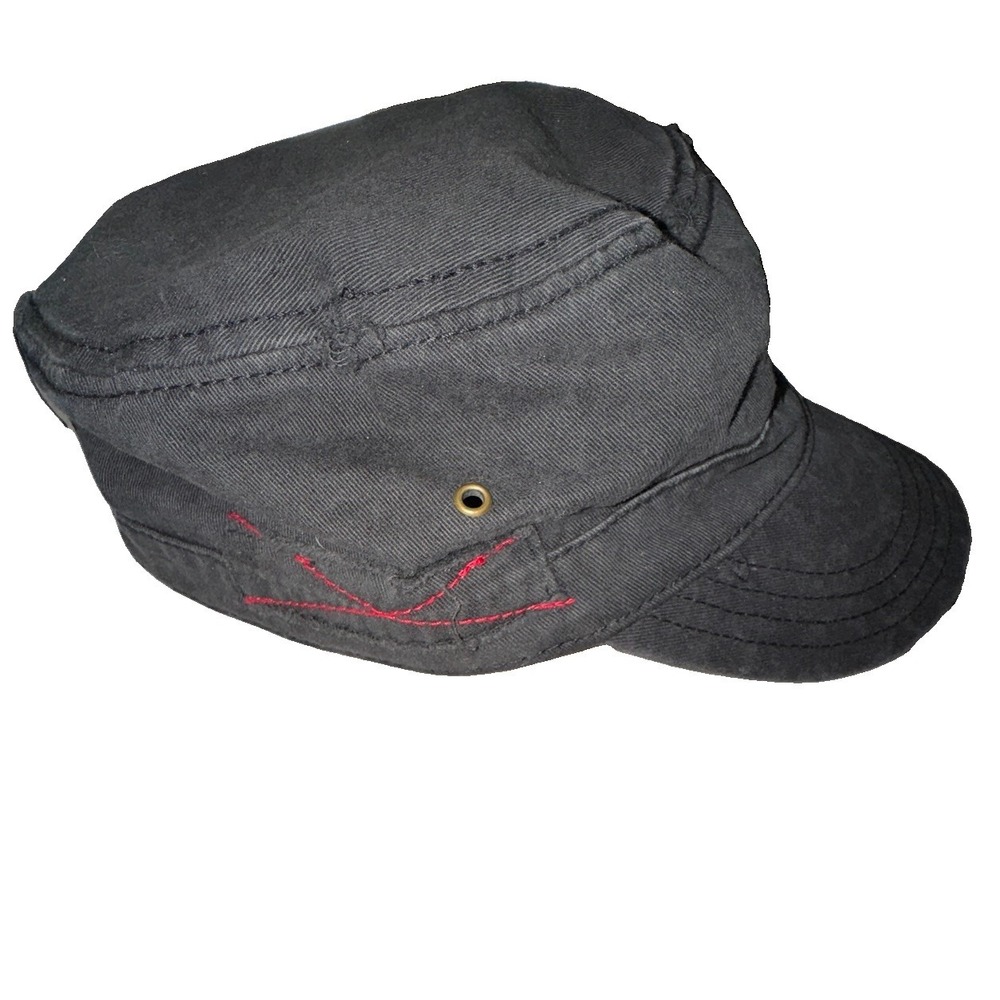 Levi's Military Cadet Style Cap Hat Black Distressed Special Unit Engine Adult